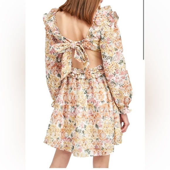 EN SAISON Floral Ruffled Long Sleeve Embroidery Mini Dress - Picture 2 of 9